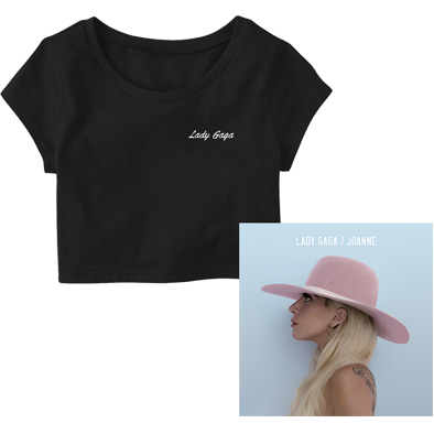 BLACK SCRIPT CROP TOP AND JOANNE