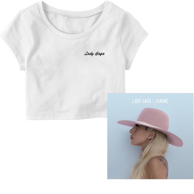 WHITE SCRIPT CROP TOP AND JOANNE